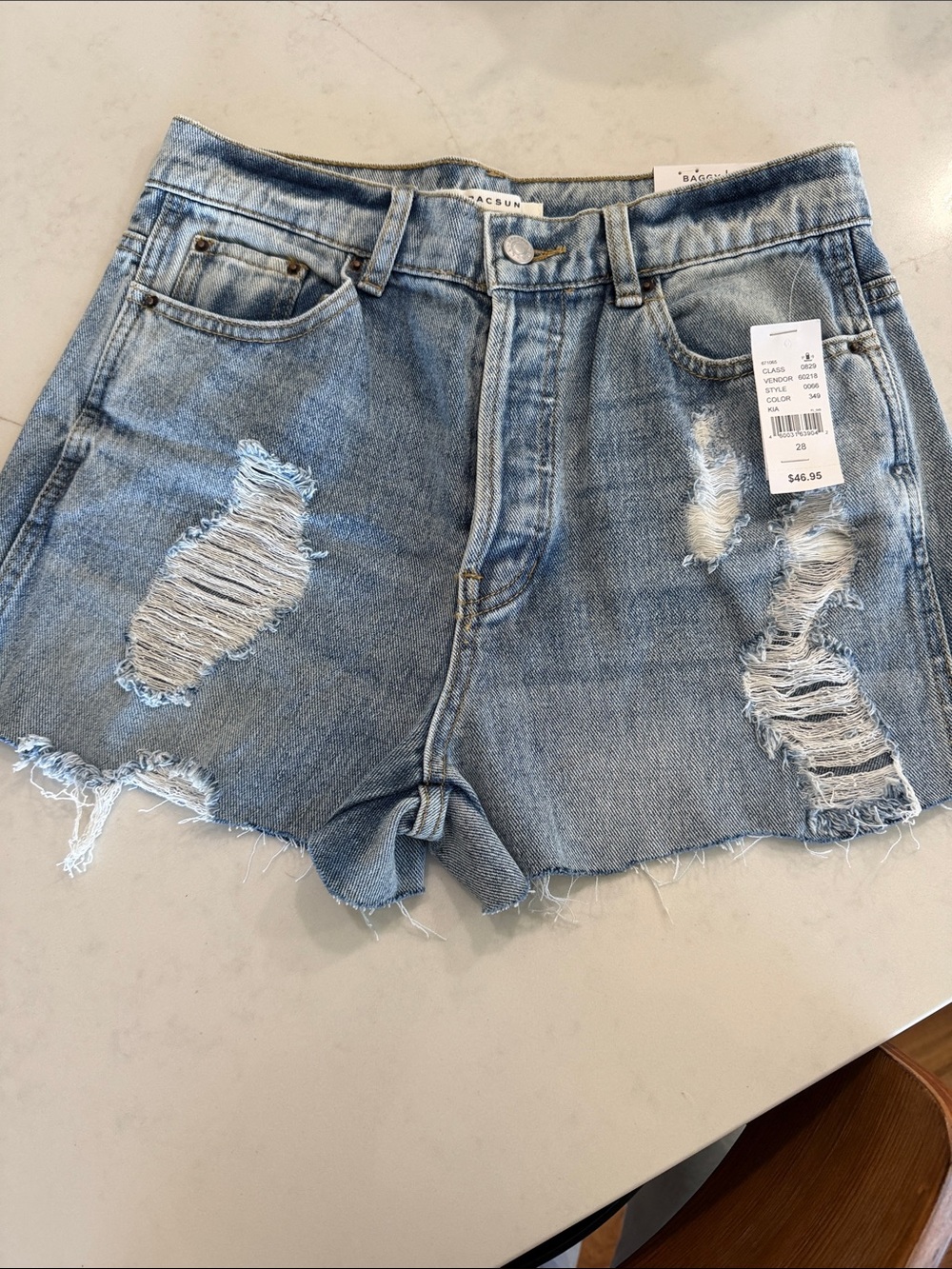 PacSun Light Wash Distressed High-Rise Denim Shorts